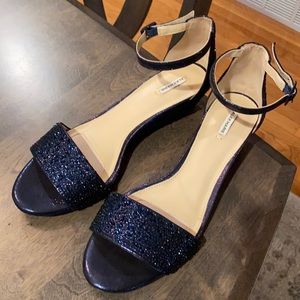 Navy wedge evening or wedding shoes by Alex Marie